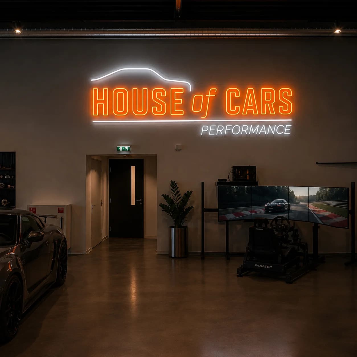 House of Cars — neonbord, frontaal aanzicht