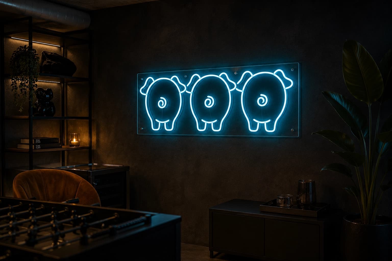 Maatwerk LED neon project Drie Biggetjes door Living Lumen