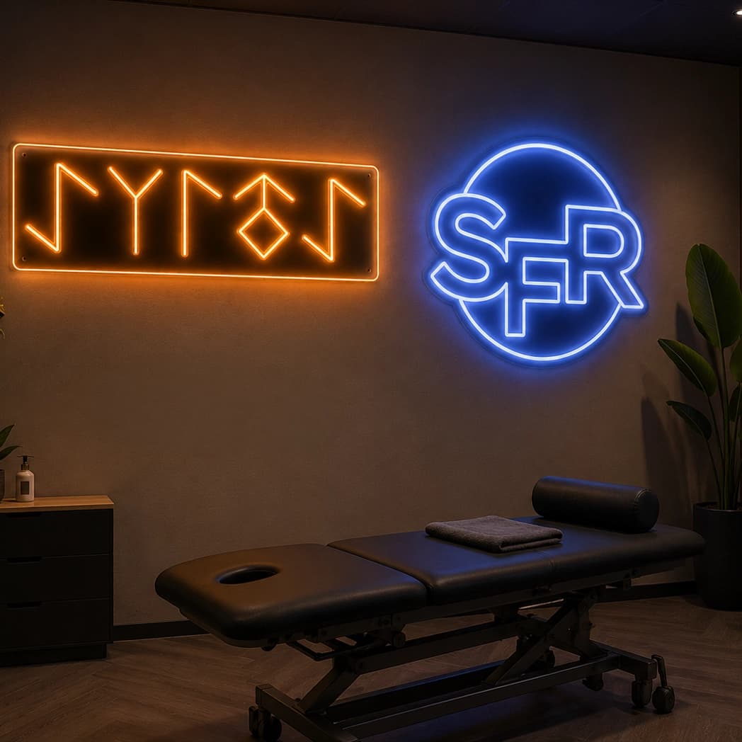 Maatwerk LED neon project Fysiotherapeut door Living Lumen