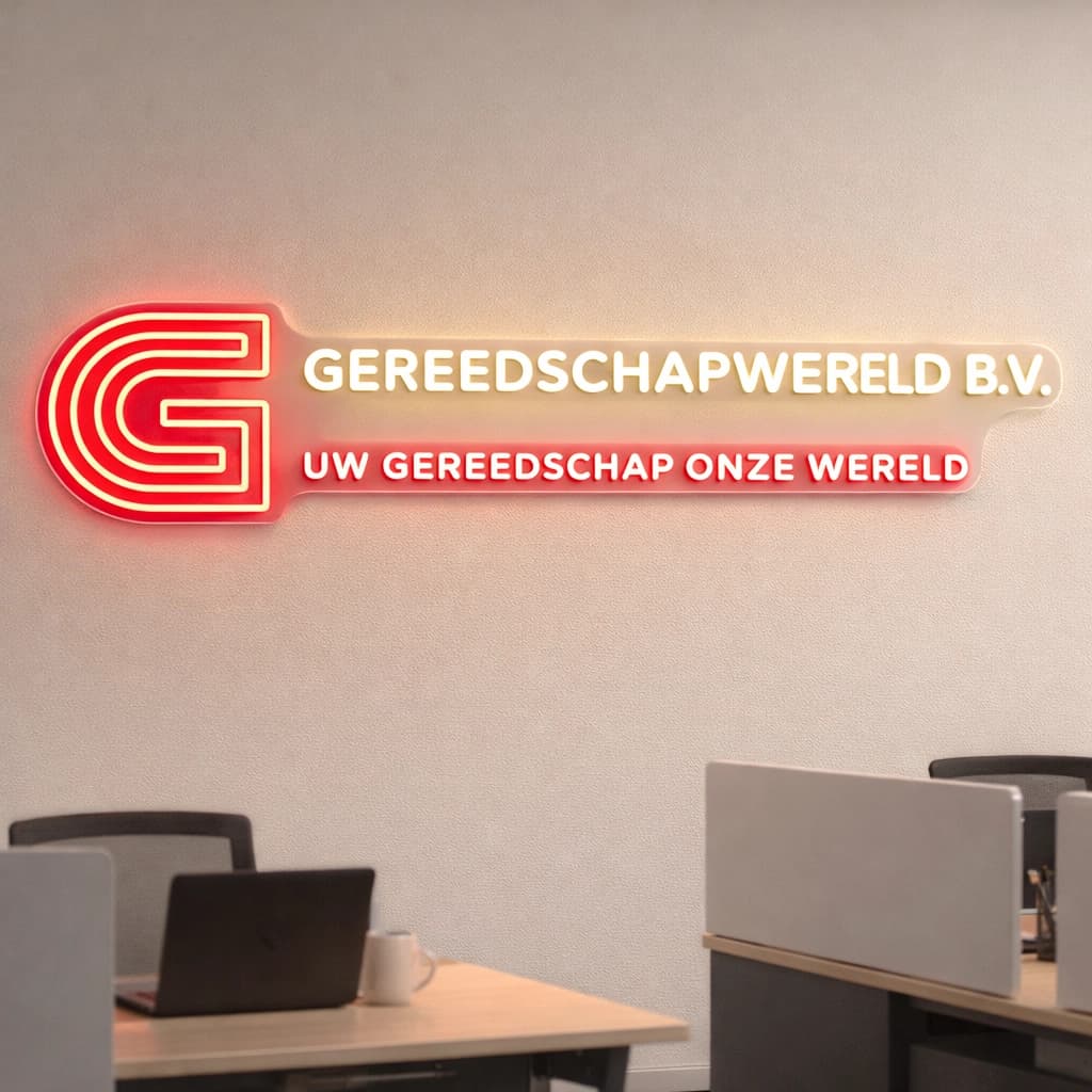Maatwerk LED neon project Gereedschapswereld B.V. door Living Lumen