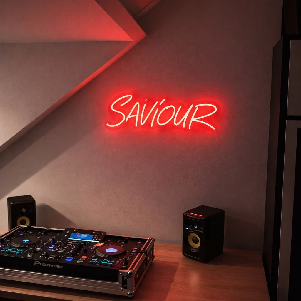Maatwerk LED neon project Saviour door Living Lumen