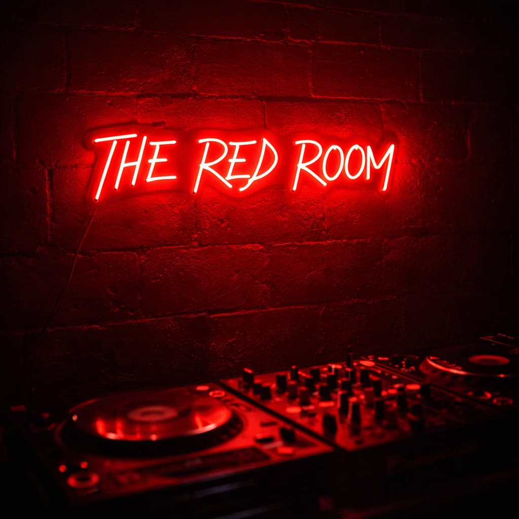 Maatwerk LED neon project The Red Room door Living Lumen