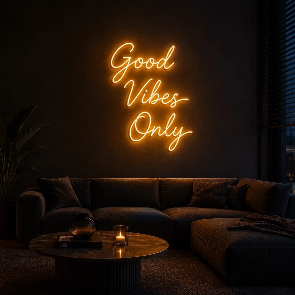 Maatwerk LED neon project Good Vibes Only door Living Lumen